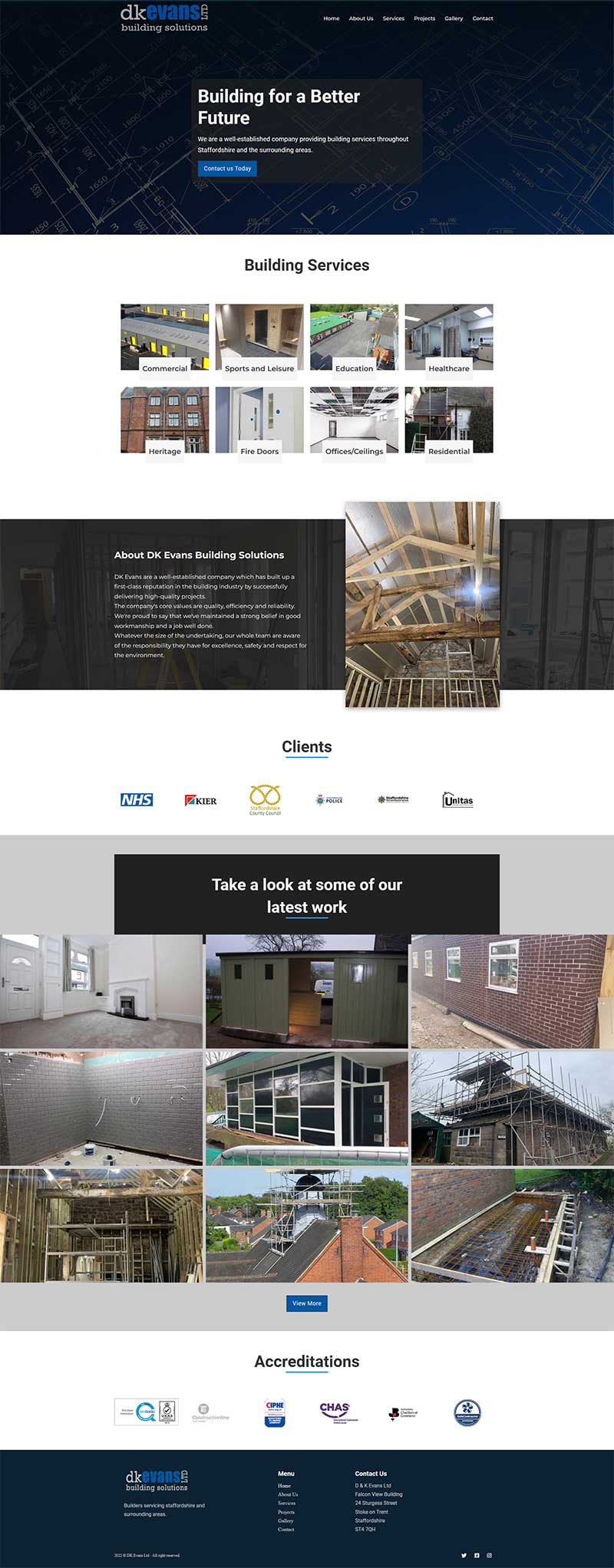 DK Evans Builders Website Design