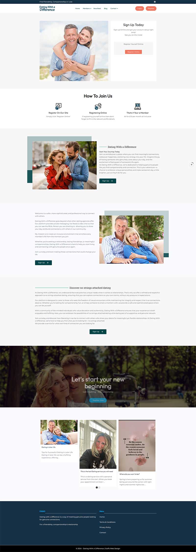 Dating With a Difference Website Design
