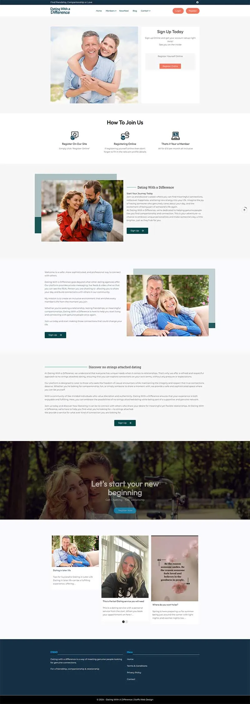 Dating With a Difference Website Design
