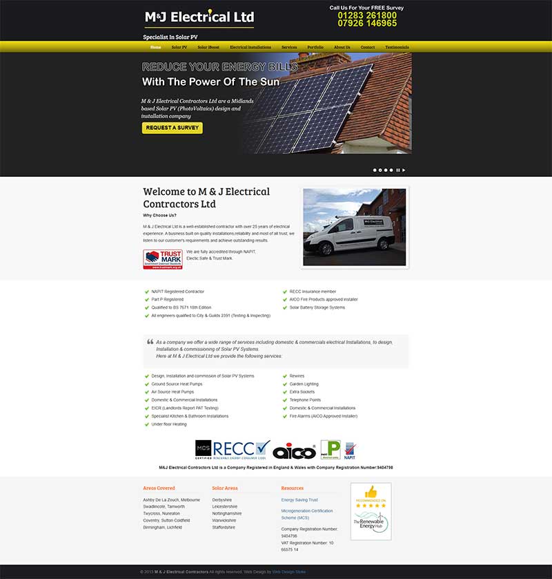 M&J Electrical Contractors - Electrician Web Design
